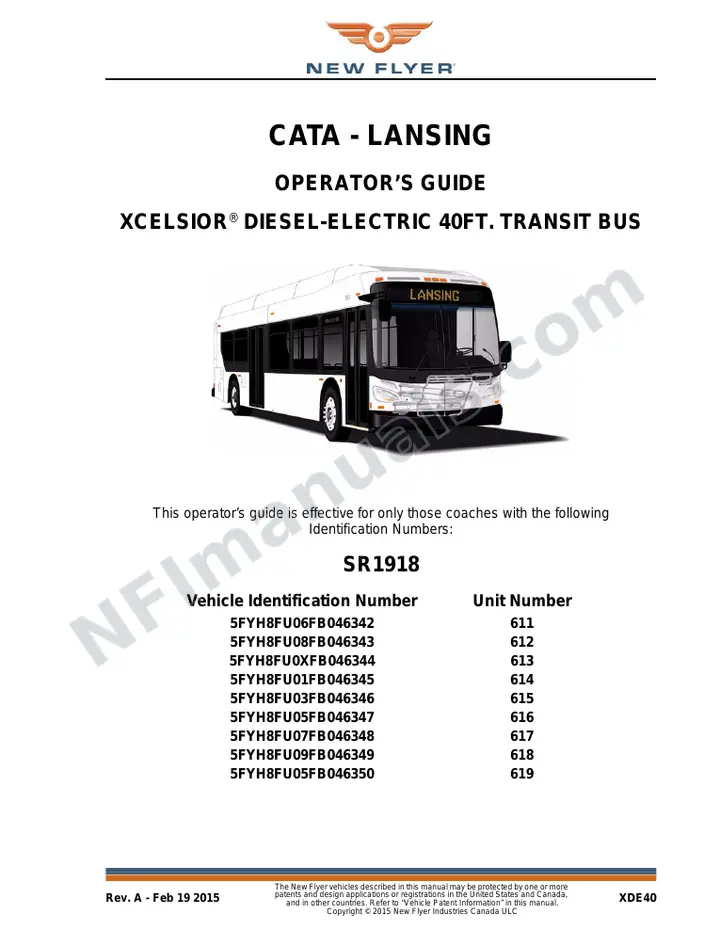 SR1918 Operator's Guide, CATA - Lansing first-page preview