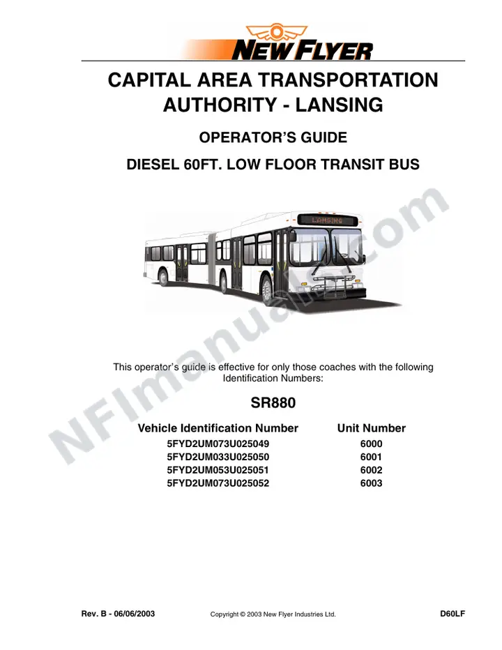 SR880 Operator's Guide, Capital Area Transportation Authority - Lansing first-page preview