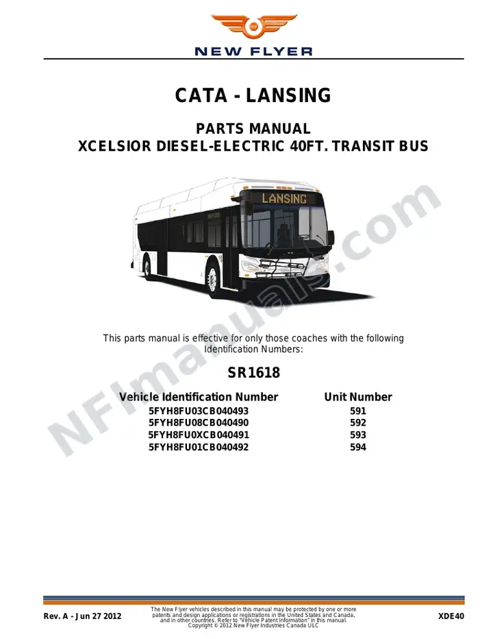 SR1618 Parts Manual, CATA - Lansing first-page preview