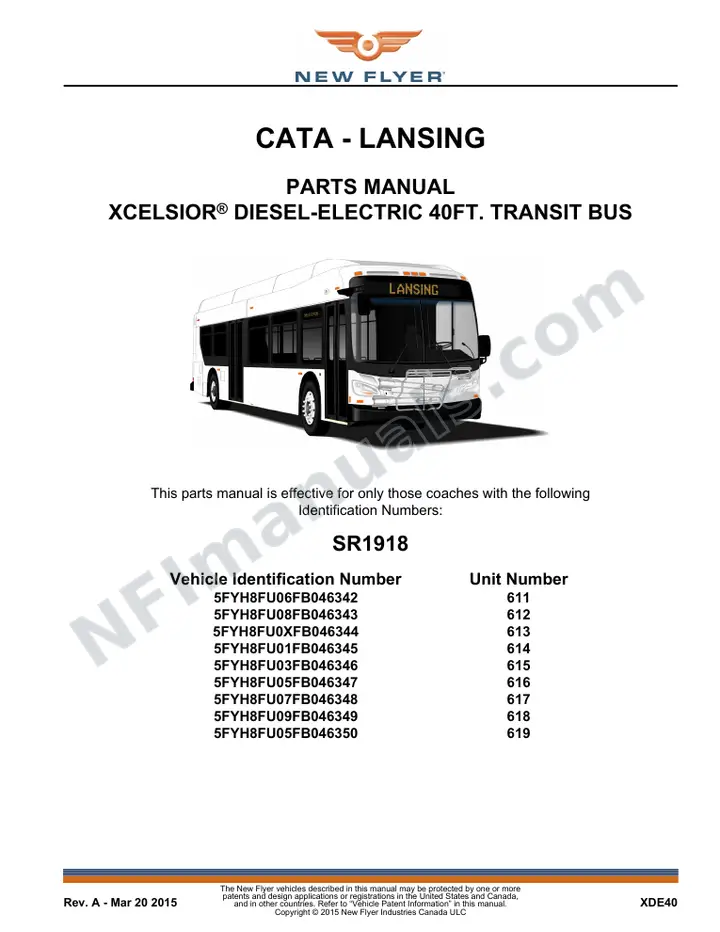 SR1918 Parts Manual, CATA - Lansing first-page preview
