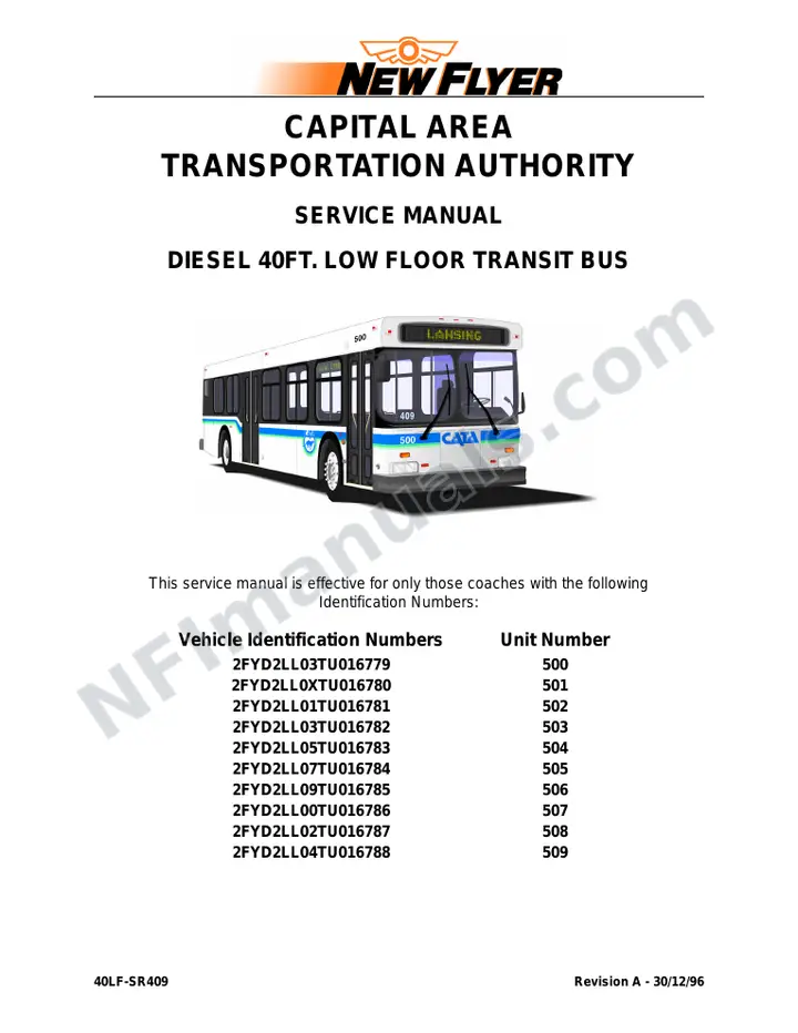 SR409 Service Manual, Capital Area Tranportation Authority first-page preview