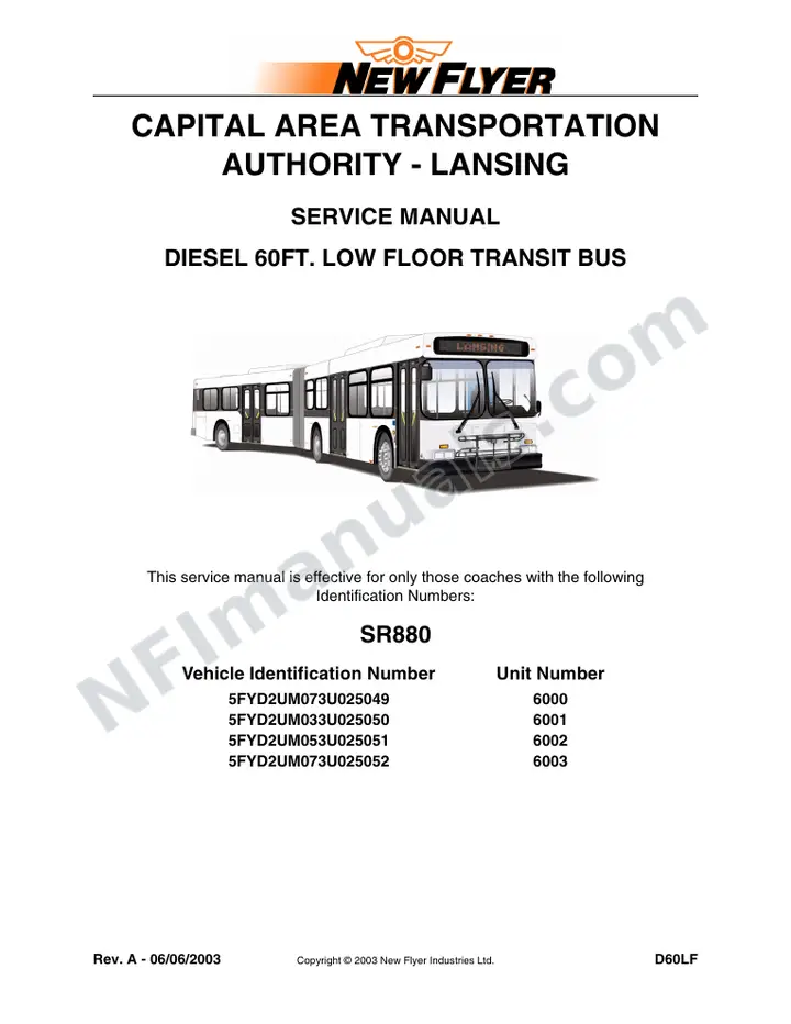 SR880 Service Manual, Capital Area Transportation Authority - Lansing first-page preview