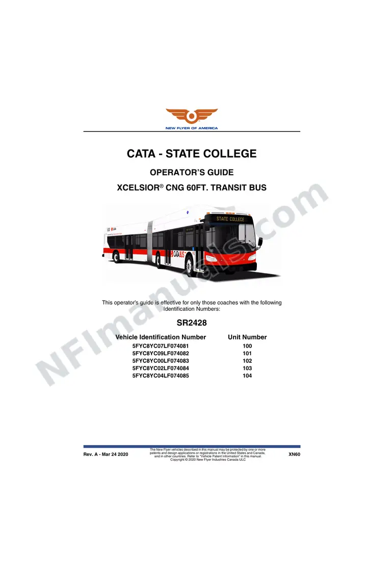 New Flyer XN60 Manual Package - CATA - State College included manual preview