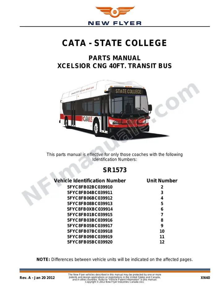SR1573 Parts Manual, CATA - State College first-page preview