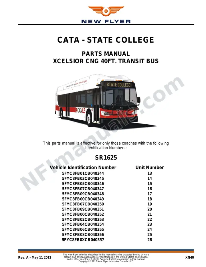 SR1625 Parts Manual, CATA - State College first-page preview