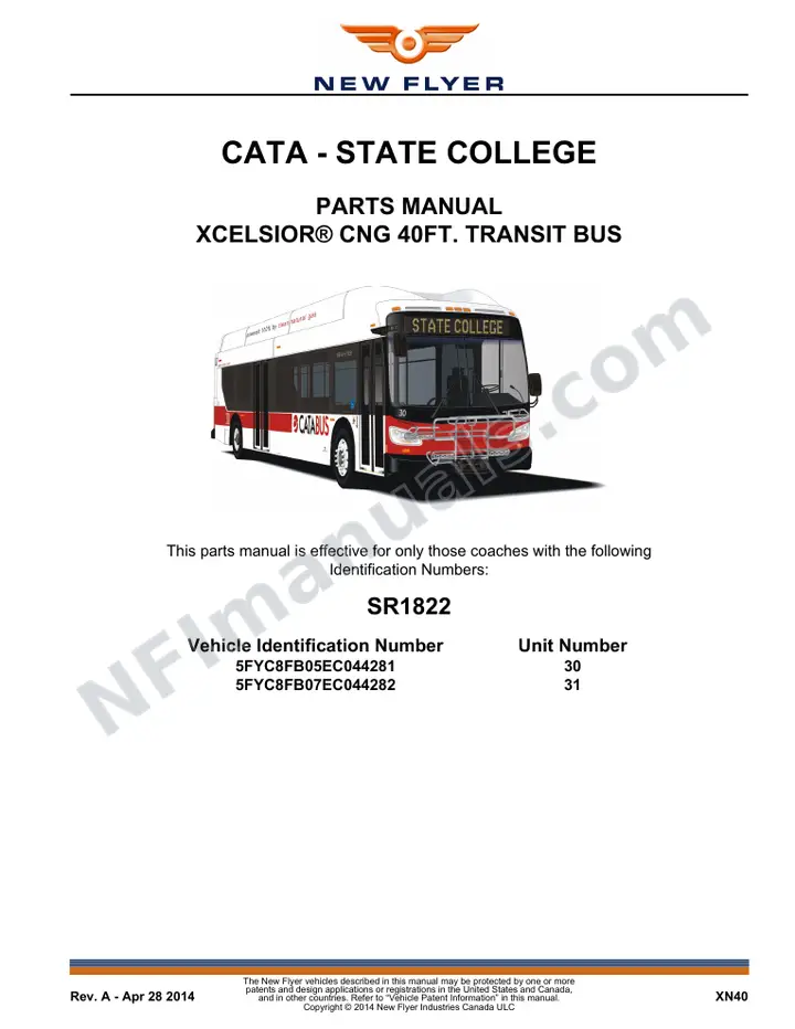 1822 Parts Manual, CATA - State College first-page preview