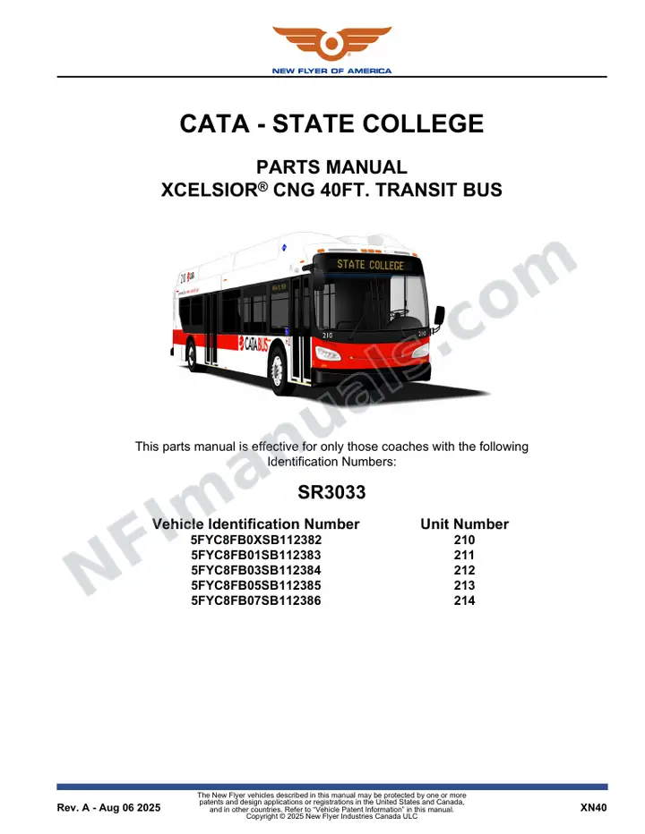 SR3033 Parts Manual, CATA - State College first-page preview