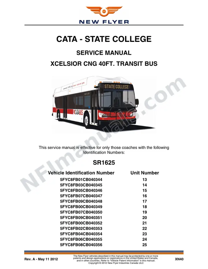 SR1625 Service Manual, CATA - State College first-page preview