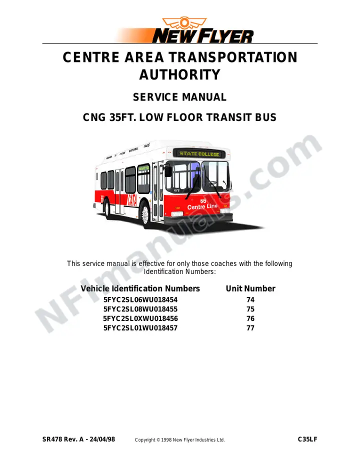 SR478 Service Manual, Centre Area Transportation Authority first-page preview