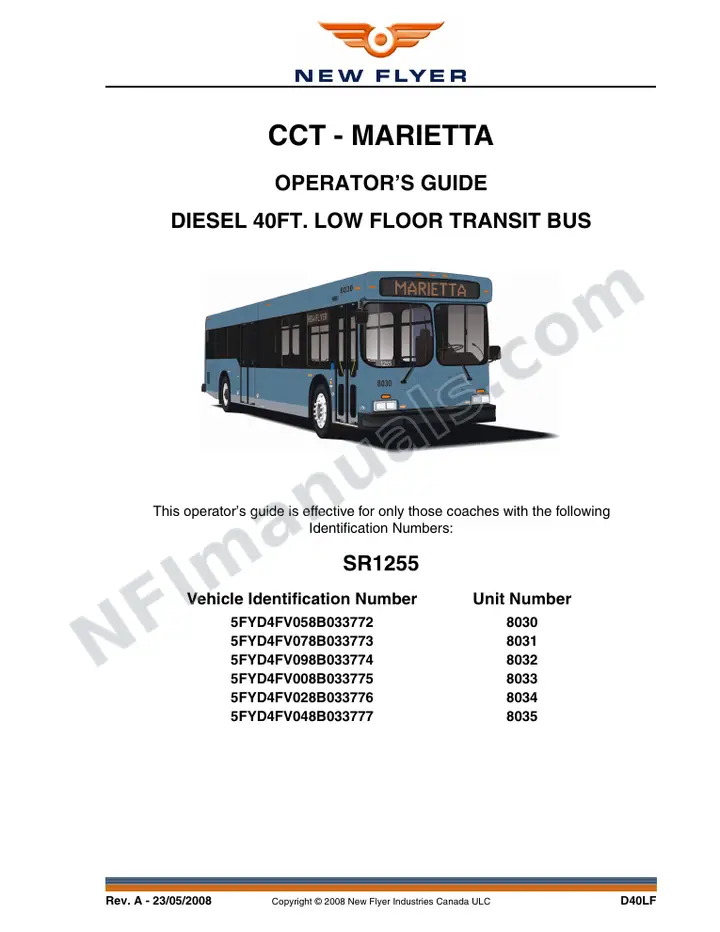 SR1255 Operator's Guide, CCT - Marietta first-page preview