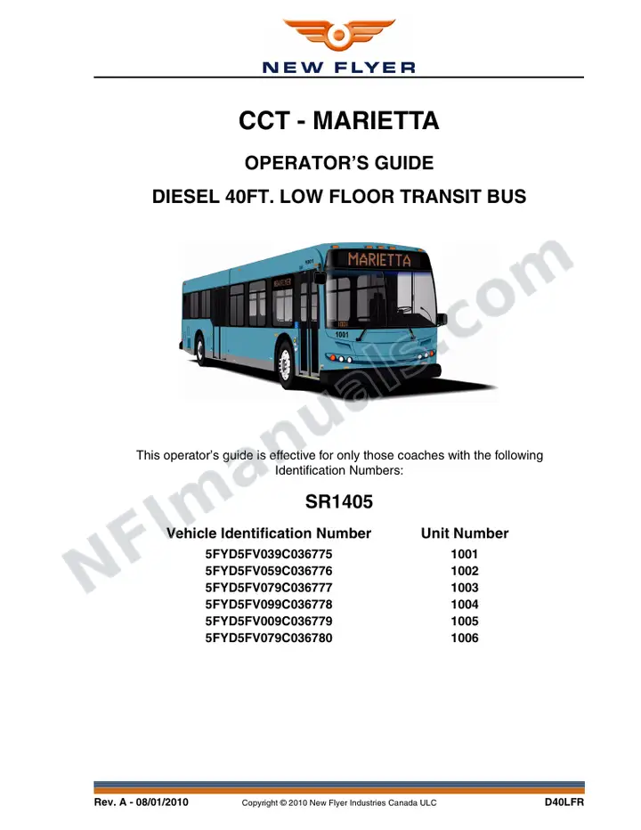 New Flyer D40LFR Manual Package - CCT - Marietta included manual preview