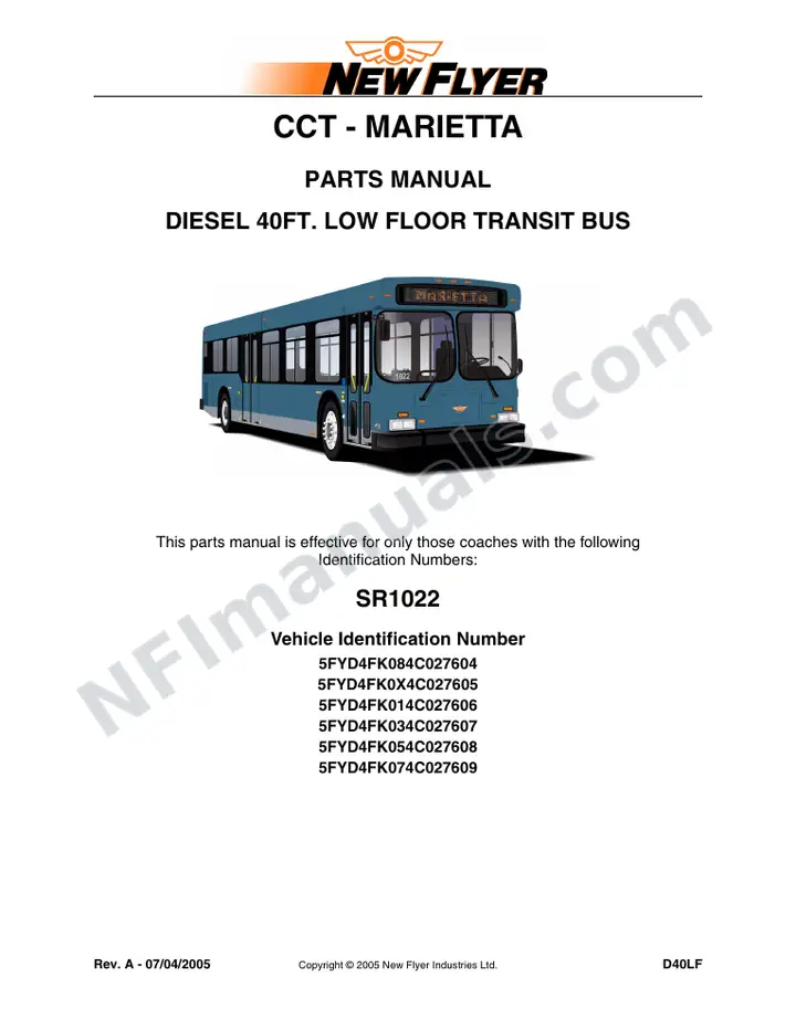 SR1022 Parts Manual, CCT - Marietta first-page preview