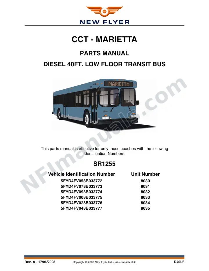 SR1255 Parts Manual, CCT - Marietta first-page preview