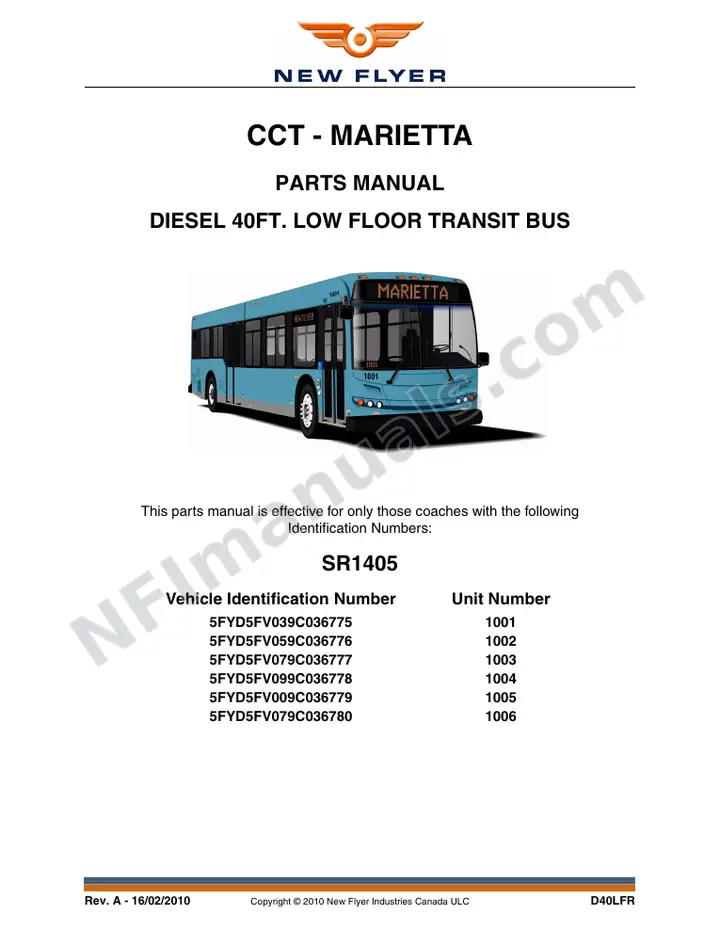 SR1405 Parts Manual, CCT - Marietta first-page preview