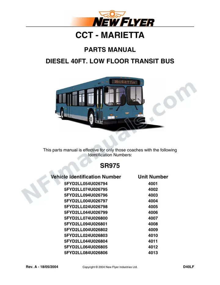SR975 Parts Manual, CCT - Marietta first-page preview