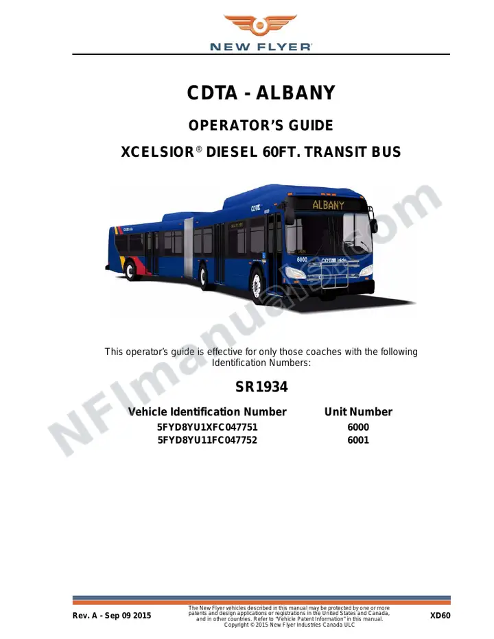 New Flyer XD60 Manual Package - CDTA - Albany included manual preview