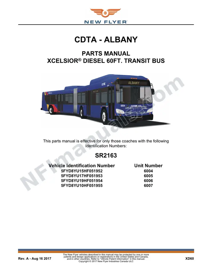 SR2163 Parts Manual, CDTA - Albany first-page preview