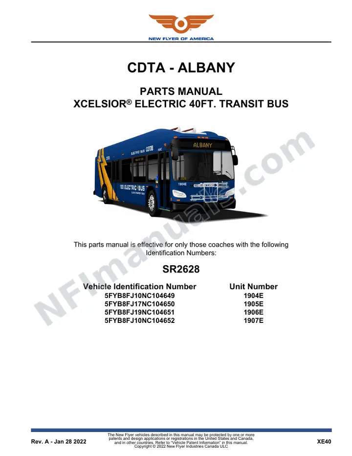 SR2628 Parts Manual, CDTA - Albany first-page preview