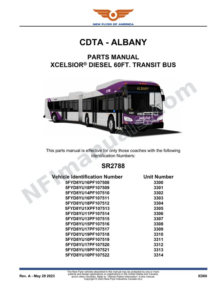 SR2788 Parts Manual, CDTA - Albany first-page preview