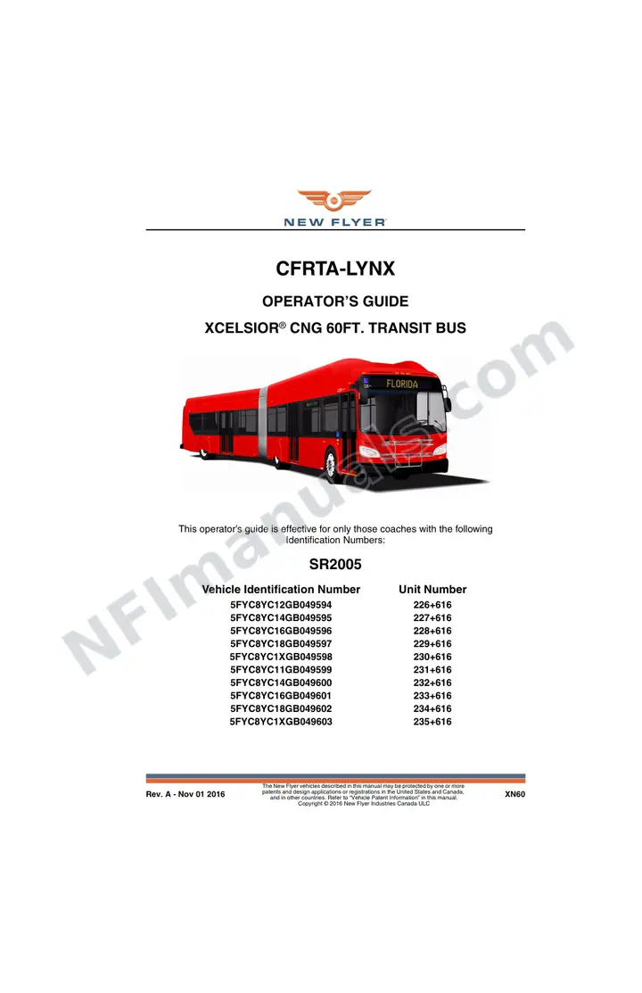 New Flyer XN60 Manual Package - CFRTA - Lynx included manual preview