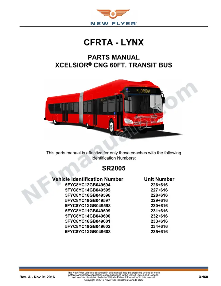 SR2005 Parts Manual, CFRTA - LYNX first-page preview