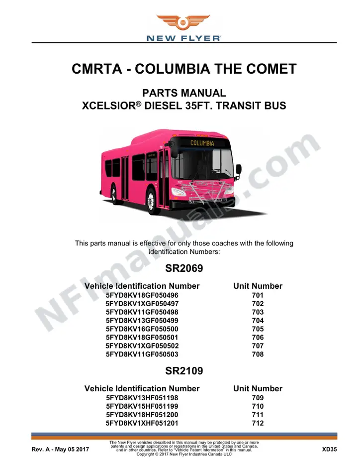 SR2069_2109 Parts Manual, CMRTA - Columbia The Comet first-page preview