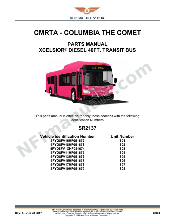 SR2137 Parts Manual, CMRTA - Columbia The Comet first-page preview