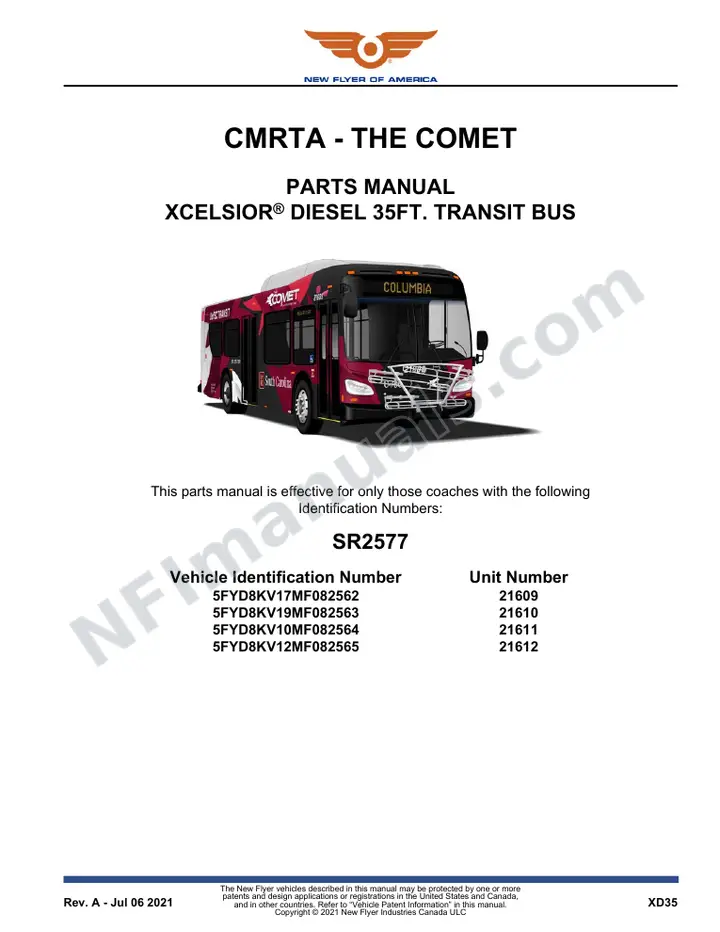 SR2577 Parts Manual, CMRTA - The Comet first-page preview