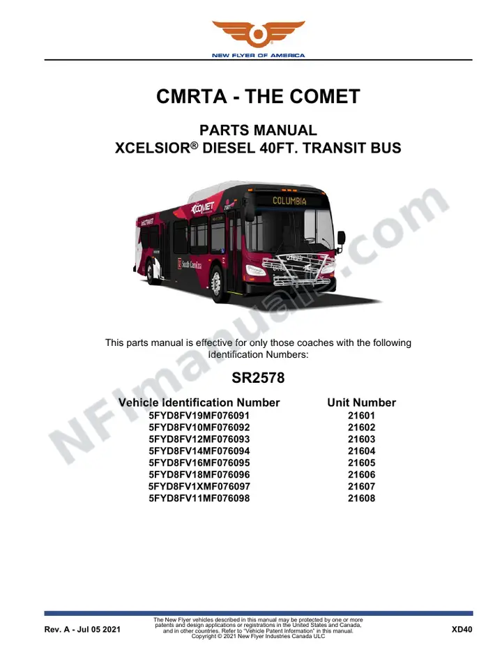 SR2578 Parts Manual, CMRTA - The Comet first-page preview