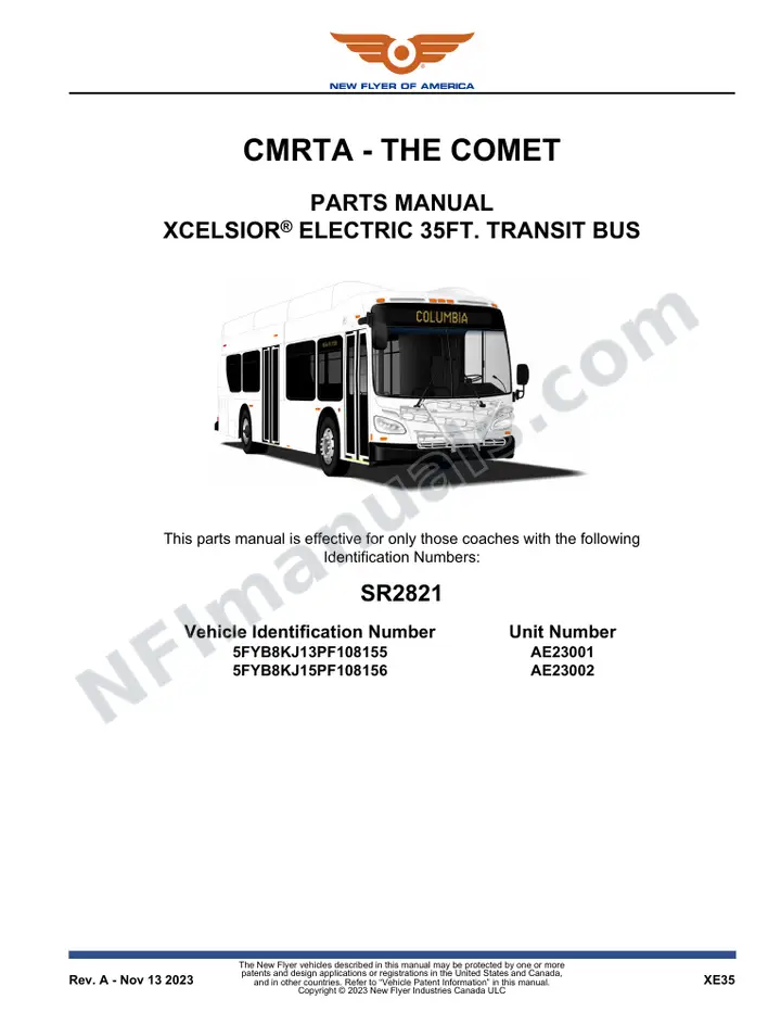 SR2821 Parts Manual, CMRTA - The Comet first-page preview