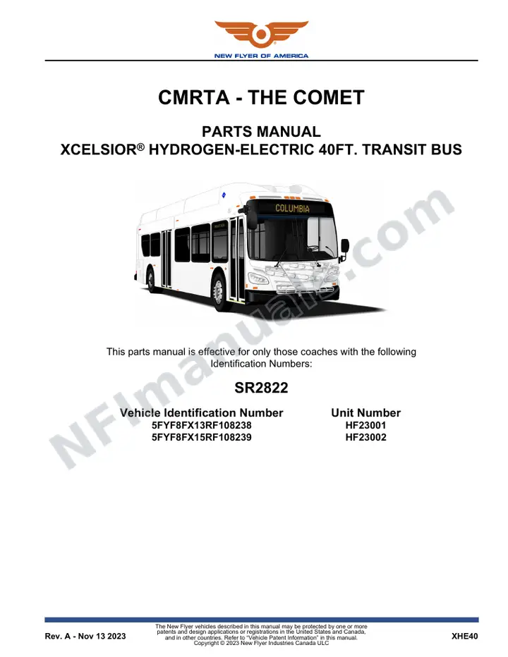 SR2822 Parts Manual, CMRTA - The Comet first-page preview