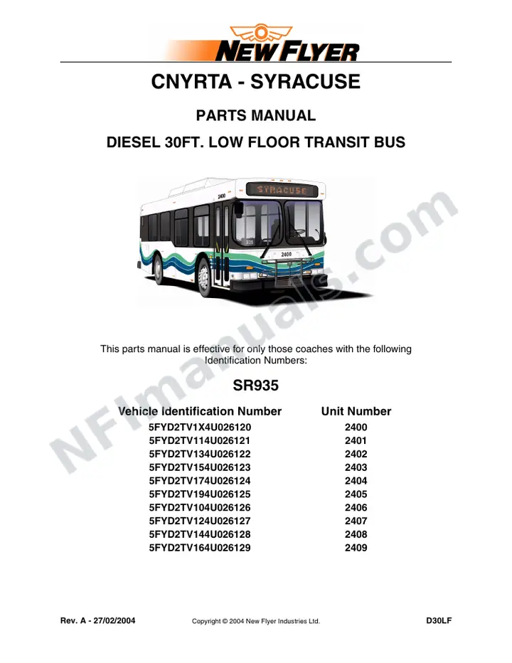 SR935 Parts Manual, CNYRTA - Syracuse first-page preview