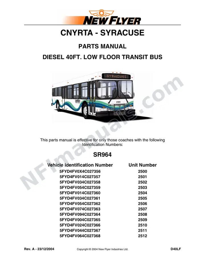 SR964 Parts Manual, CNYRTA - Syracuse first-page preview