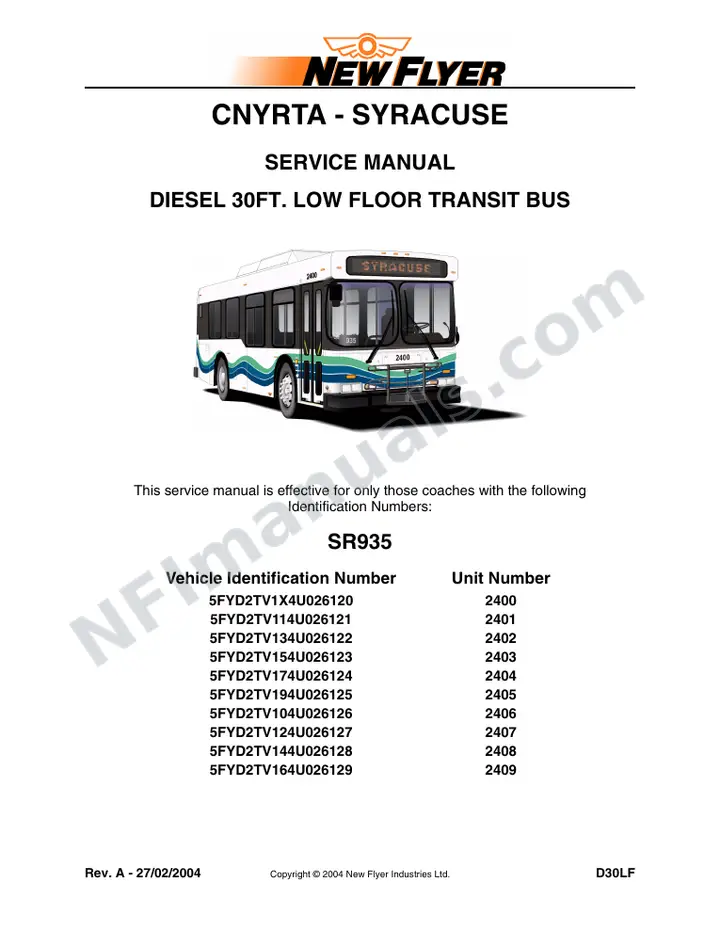SR935 Service Manual, CNYRTA - Syracuse first-page preview