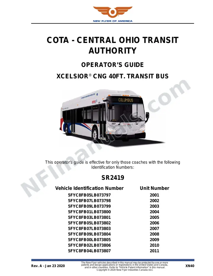 SR2419 Operator's Guide, COTA - Central Ohio Transit Authority first-page preview