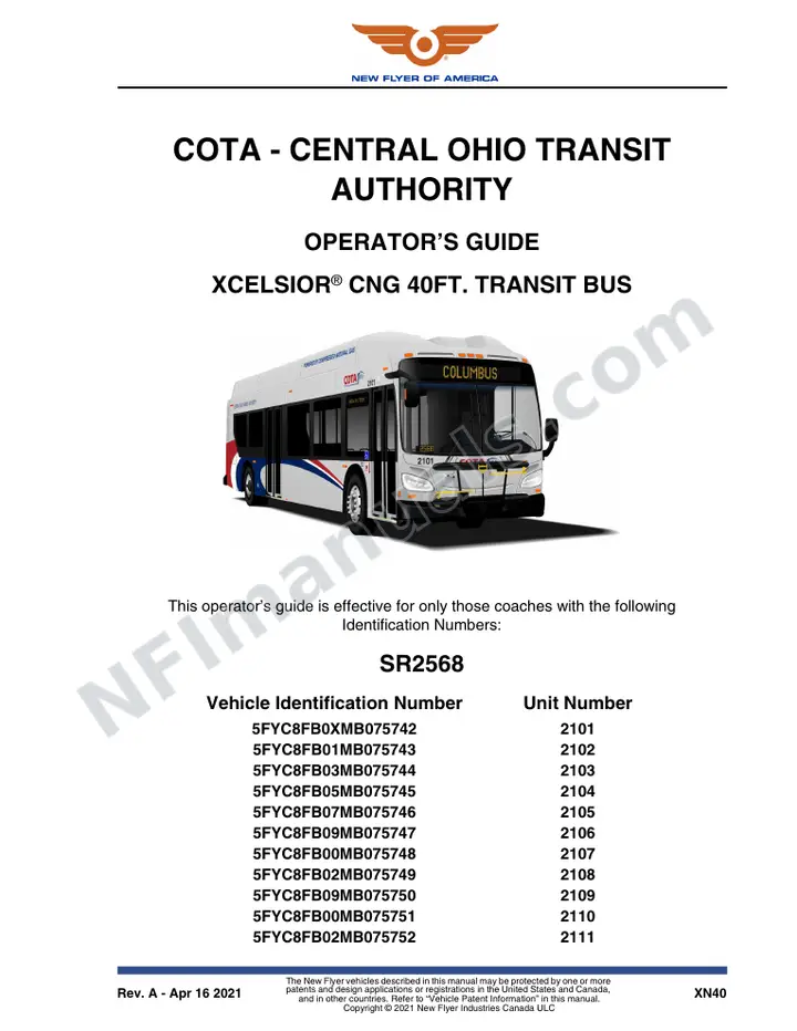 SR2468 Operator's Guide, COTA - Central Ohio Transit Authority first-page preview