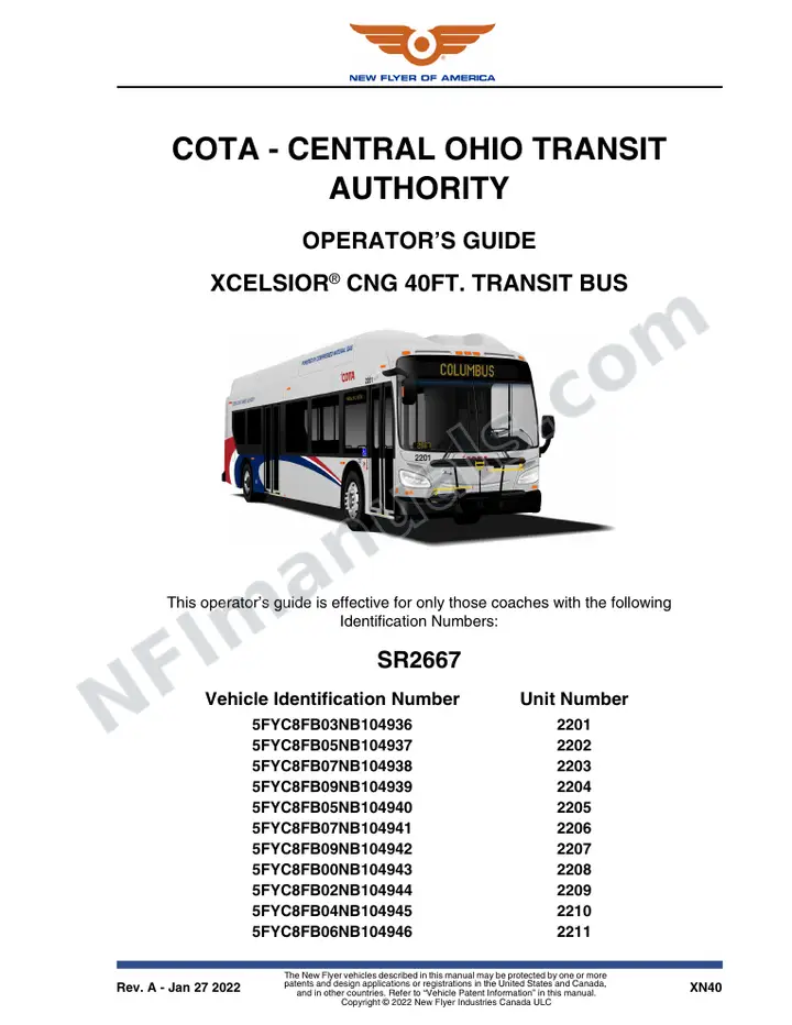 SR2667 Operator's Guide, COTA - Central Ohio Transit Authority first-page preview