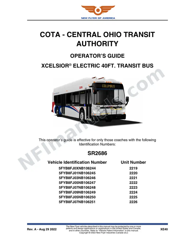 SR2686 Operator's Guide, COTA - Central Ohio Transit Authority first-page preview