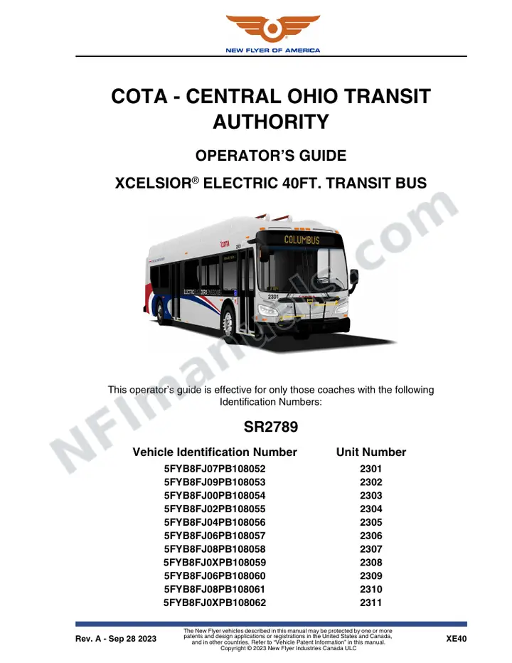SR2789 Operator's Guide, COTA - Central Ohio Transit Authority first-page preview
