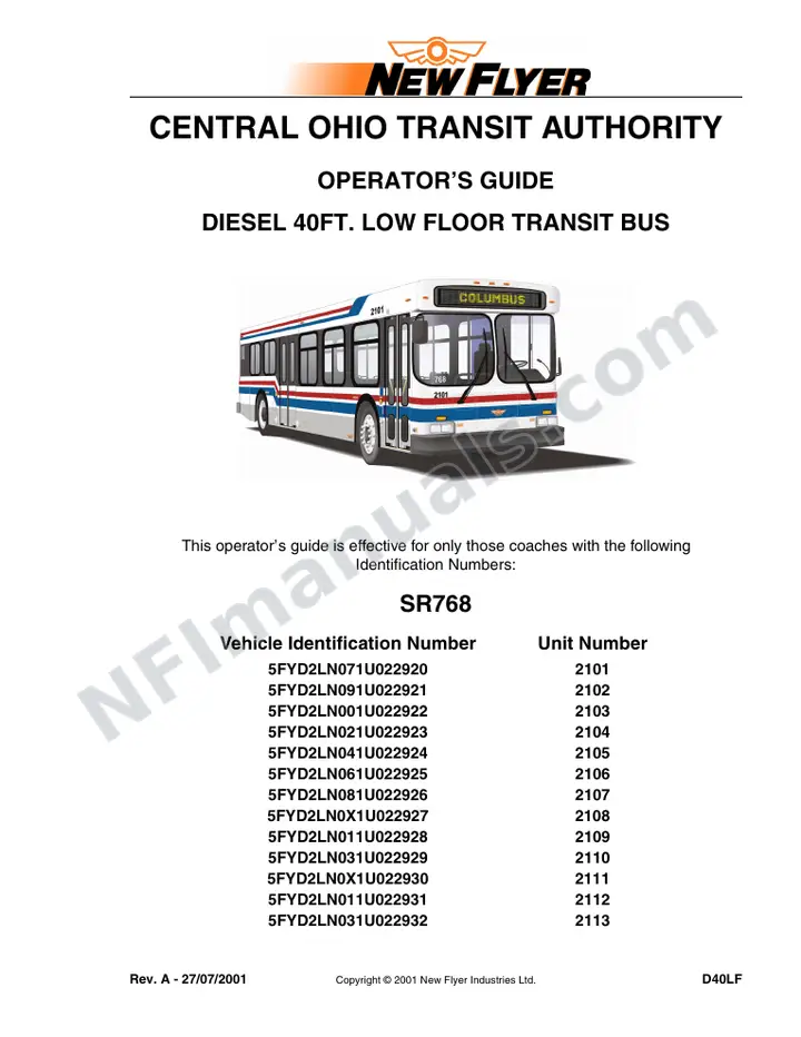 SR768 Operator's Guide, Central Ohio Transit Authority first-page preview