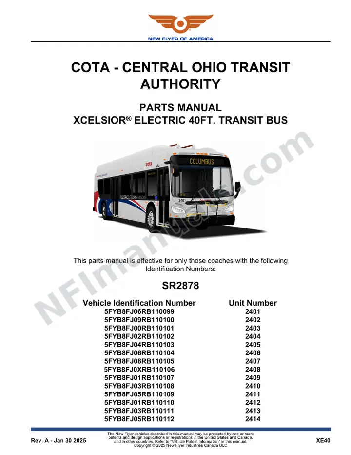 SR2878 Parts Manual, COTA - Central Ohio Transit Authority first-page preview
