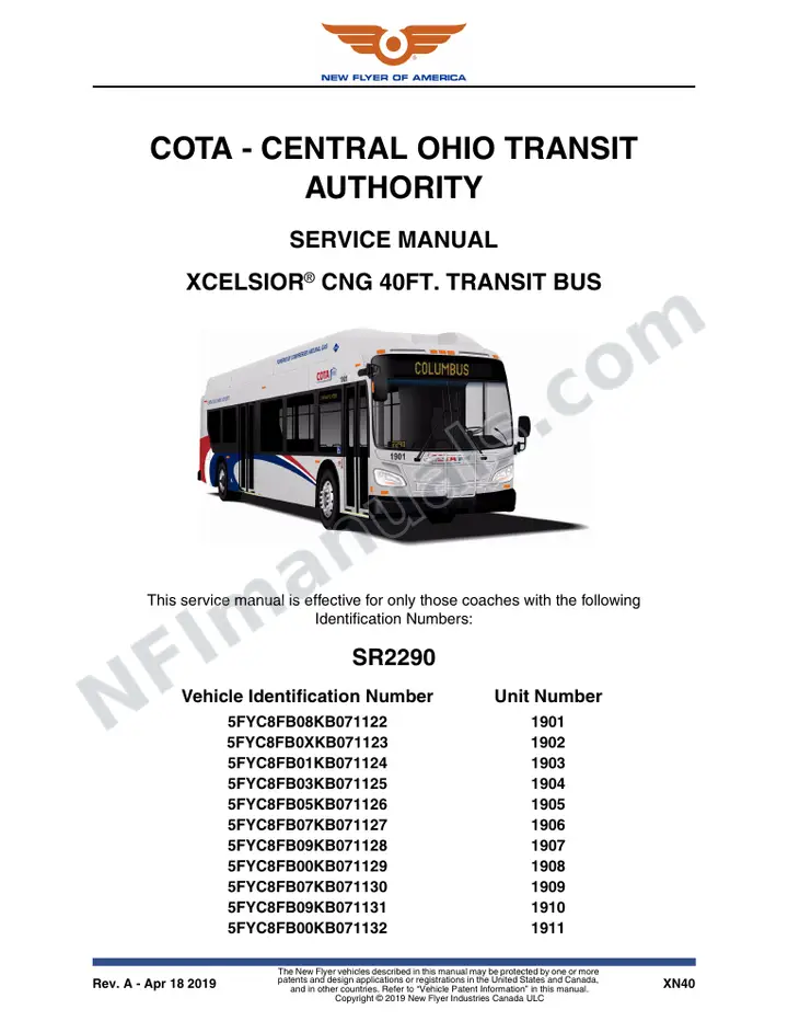 SR2290 Service Manual, COTA - Central Ohio Transit Authority first-page preview