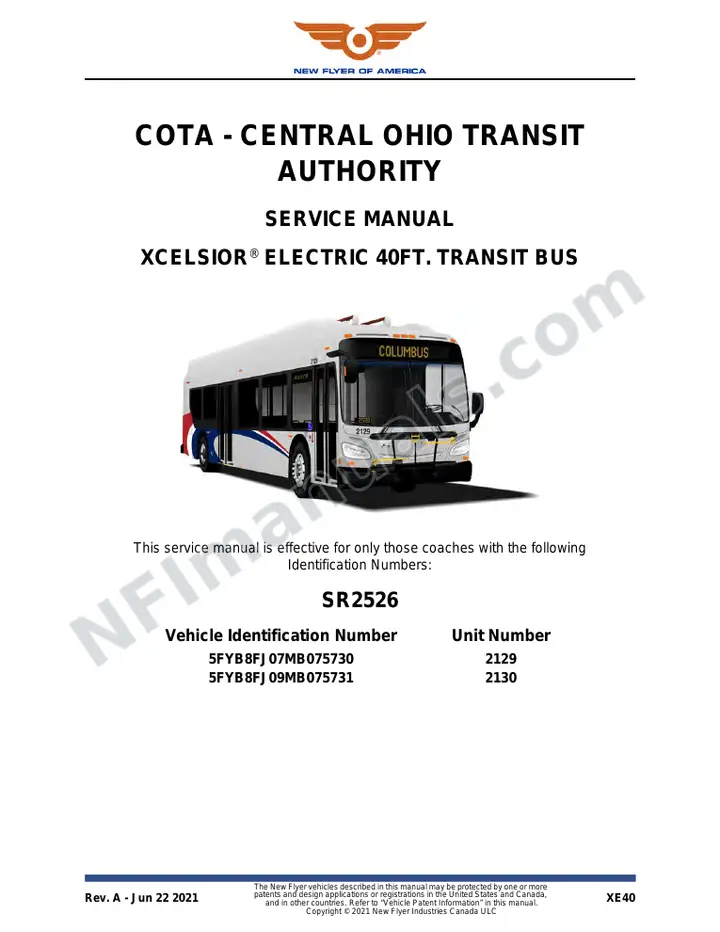 SR2526 Service Manual, COTA - Central Ohio Transit Authority first-page preview