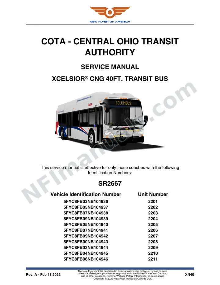 SR2667 Service Manual, COTA - Central Ohio Transit Authority first-page preview