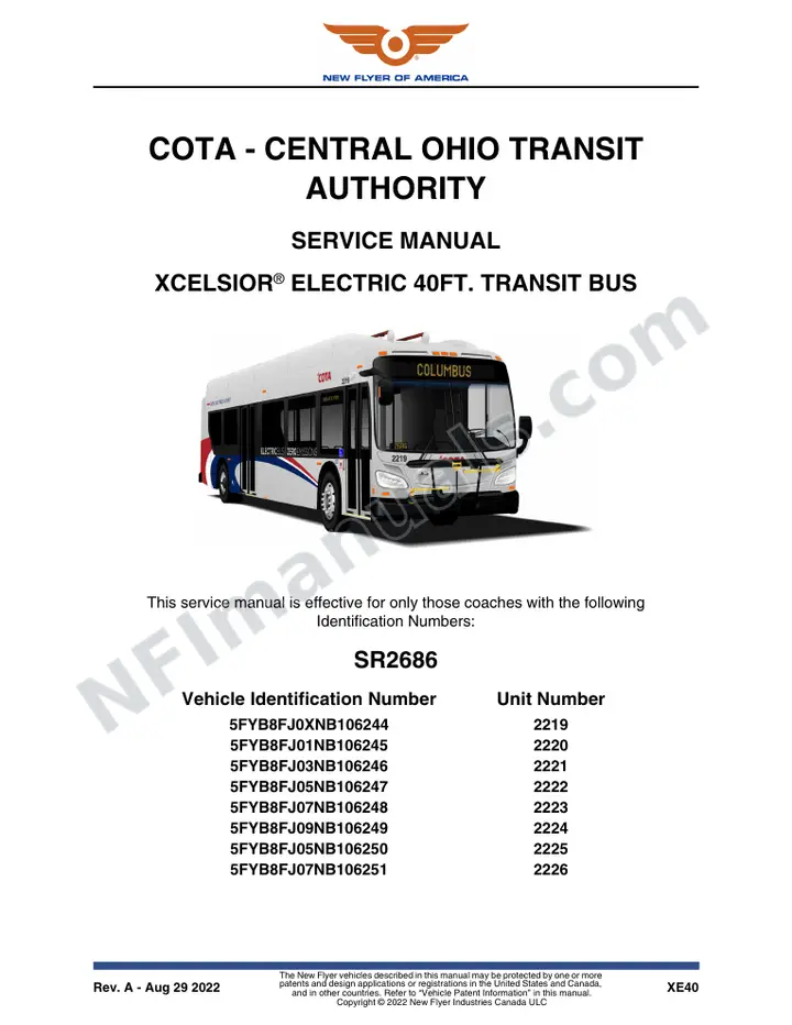 SR2686 Service Manual, COTA - Central Ohio Transit Authority first-page preview