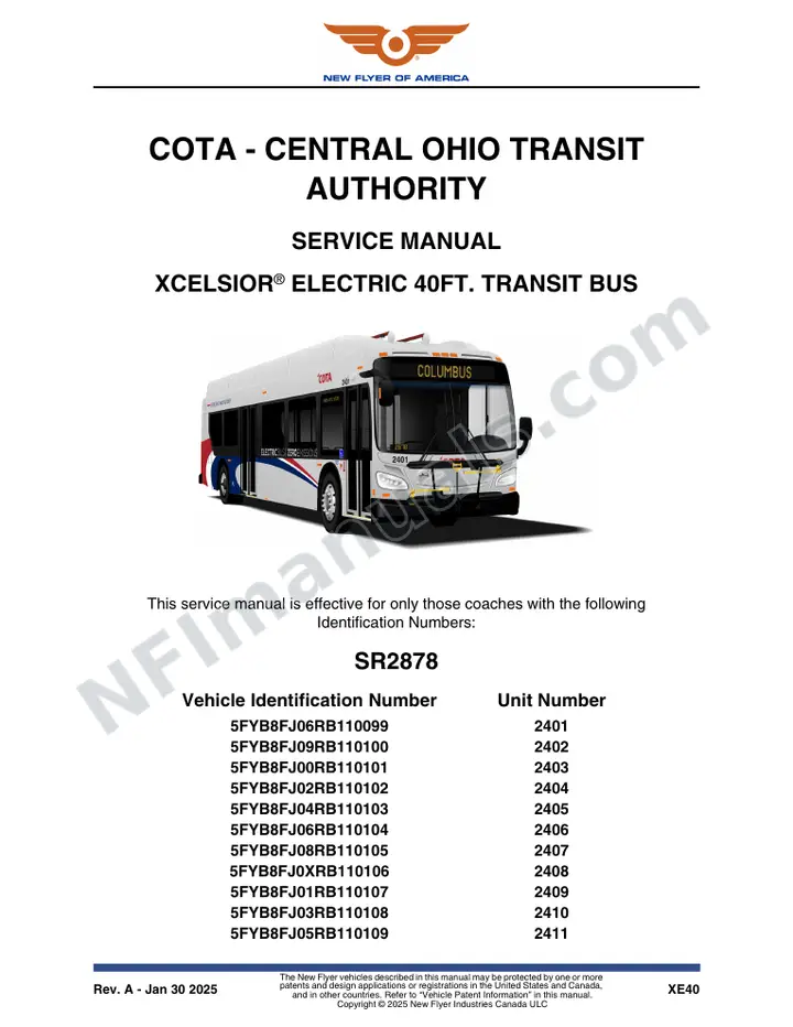 SR2878 Service Manual, COTA - Central Ohio Transit Authority first-page preview