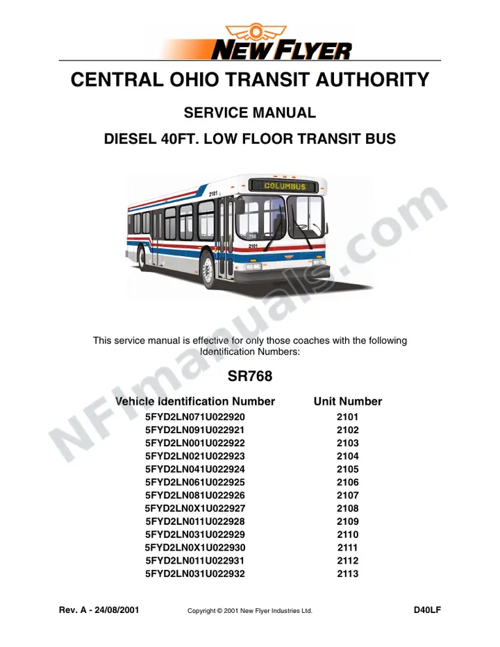 SR768 Service Manual, Central Ohio Transit Authority first-page preview