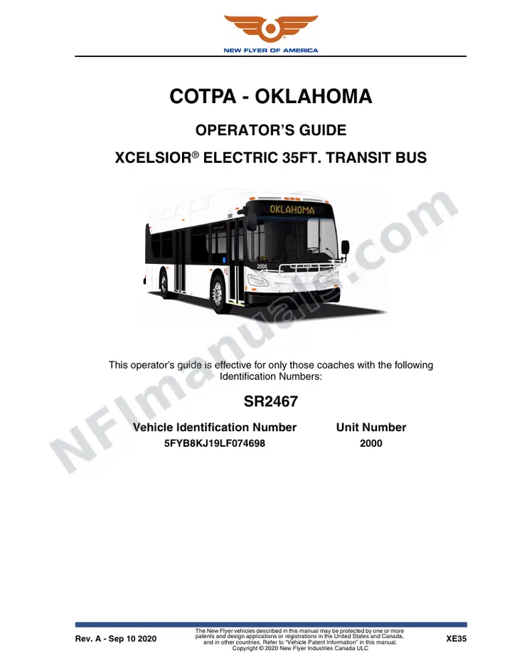 New Flyer XE35 Manual Package - COTPA - Oklahoma included manual preview