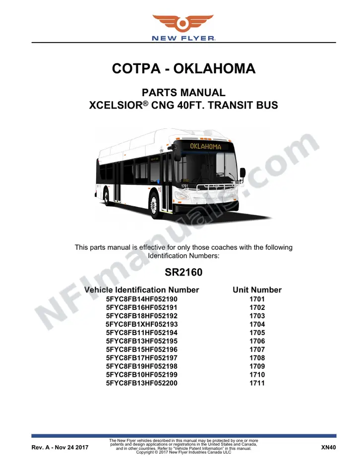 SR2160 Parts Manual, COTPA - Oklahoma first-page preview