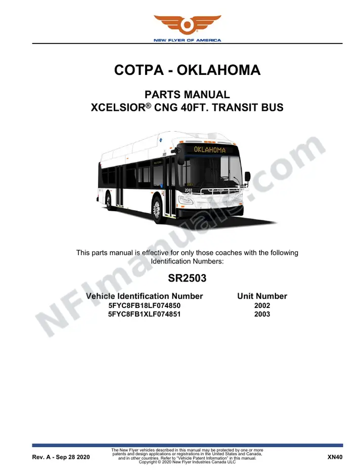SR2503 Parts Manual, COTPA - Oklahoma first-page preview